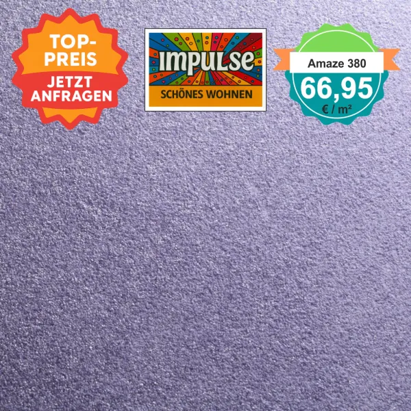 JAB Amaze – quadratische Draufsicht Velours-Teppichboden in fraise mit Preisaufdruck